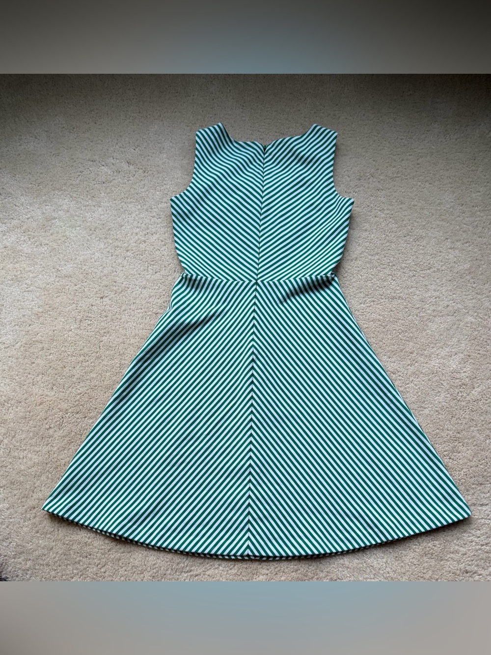 Talbots Green & White Striped Knit Fit and Flare Edie Dress - Size P (XSP) - EUC - Picture 2 of 8